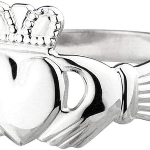 Women's Irish Claddagh Ring Real 925 Sterling Silver Band Timeless Classic Cel